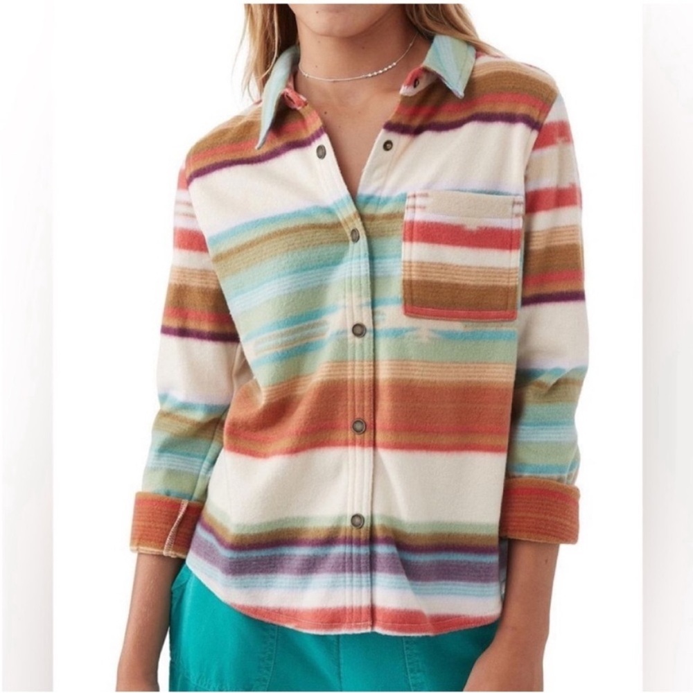 O'Neill Kids Fleece Striped Button Down Shirt - Multicolor